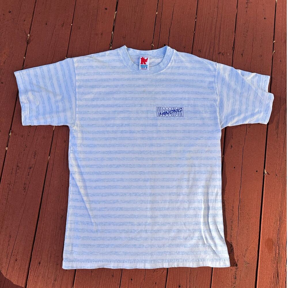 Vintage Wisconsin Rugged Tees Striped T-shirt